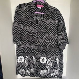 Crazy Fish Mens size XL Hawaiian shirt shoer sleeve button up 100% cotton